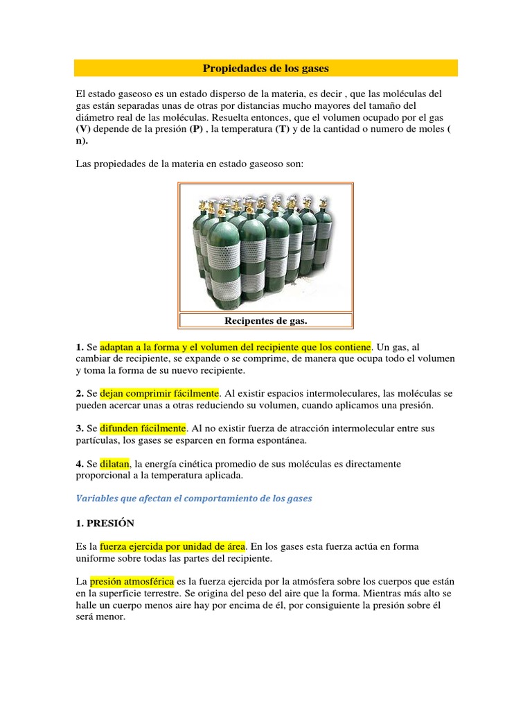 Propiedades y Comportamiento de los Gases | PDF | Gases | Mole (Unidad)