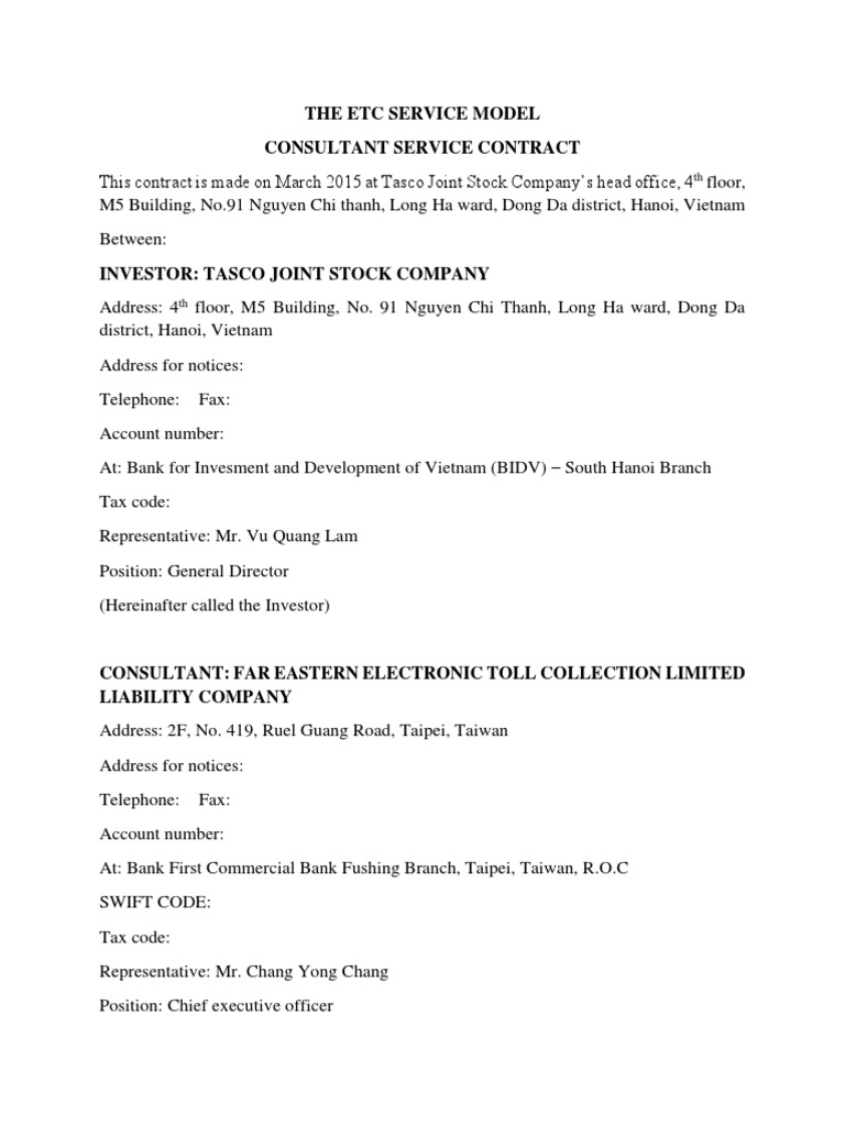 The Etc Service Model Contract Unduh gratis PDF Guarantee Invoice