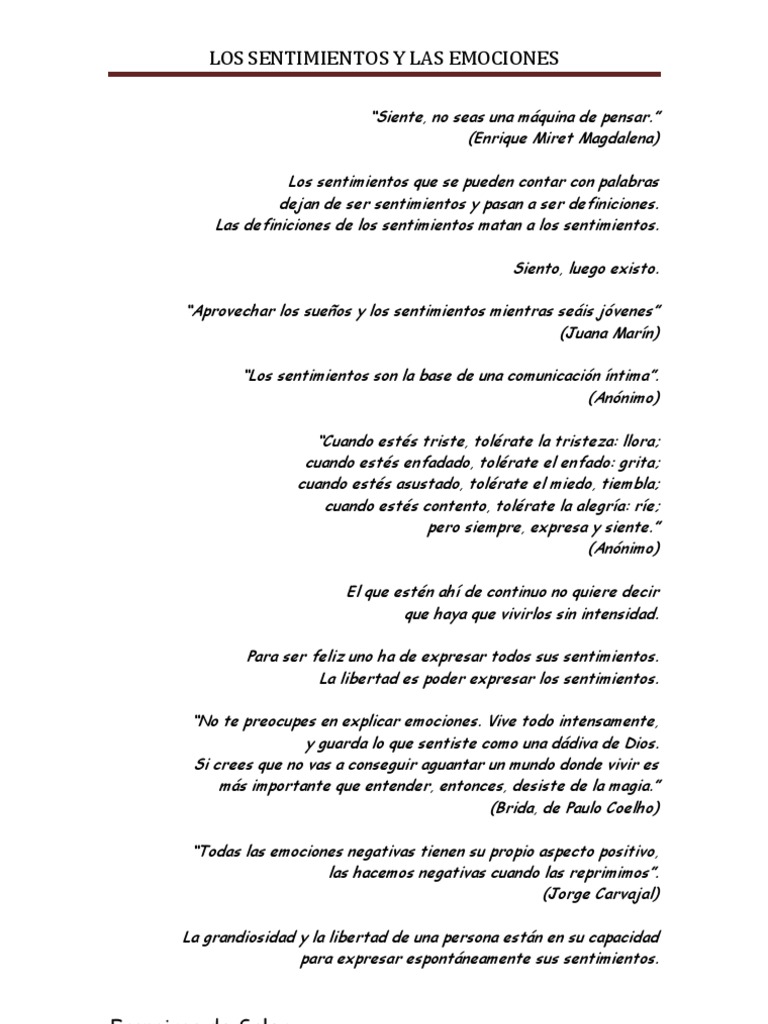 Sentimientos y emociones: esencia vital | PDF | Amor | Las emociones