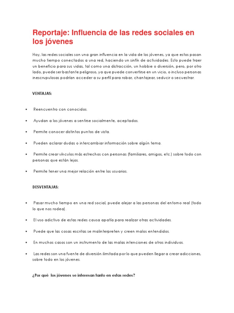 Riesgos y beneficios de redes sociales en jóvenes | PDF | Servicio de ...