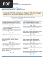 Questionnaire Before Driving Course