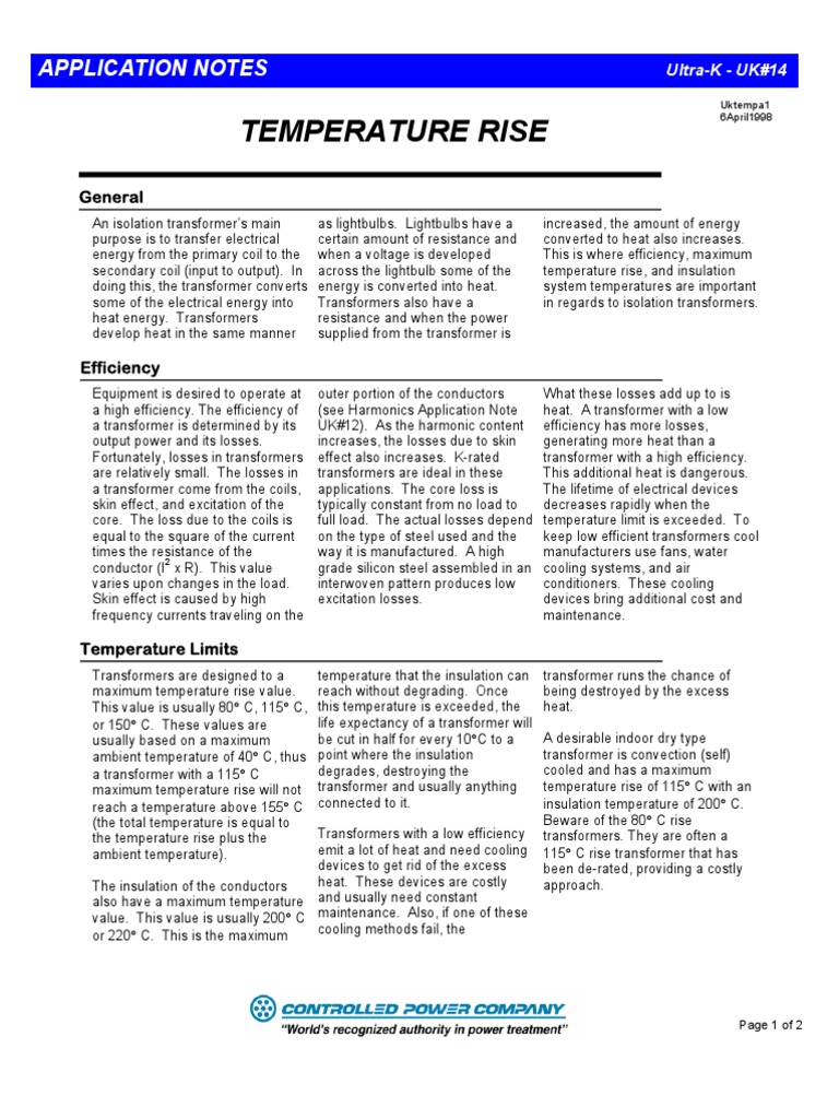 Temperature Rise | PDF