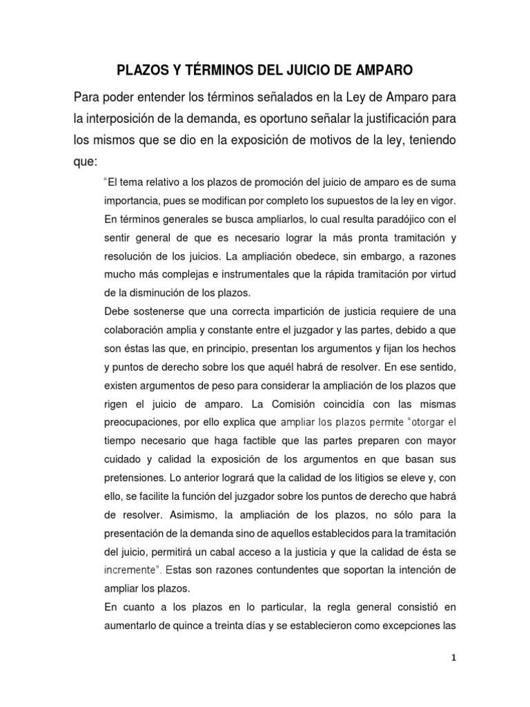 Plazos y Términos en el Juicio de Amparo | PDF | Ley procesal | Caso de ley
