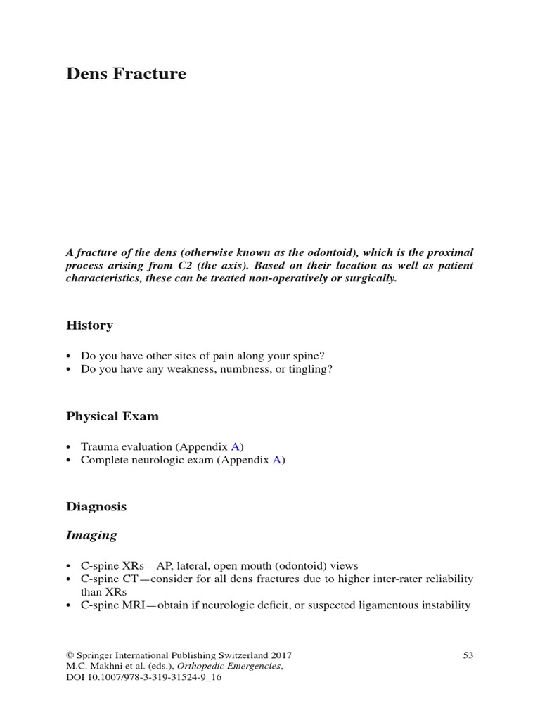 Dens Fracture PDF Anatomical Terms Of Location Medicine