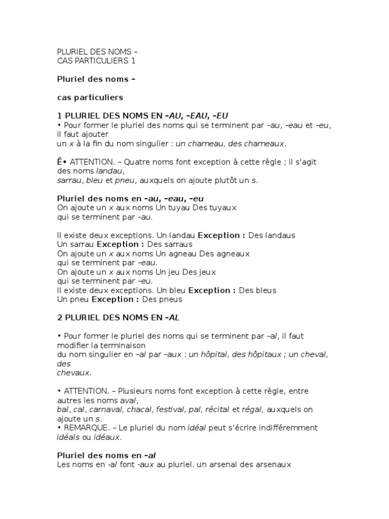 Le Pluriel Des Noms Cm1 Exercices à Imprimer Pluriel Des Noms | PDF | Arts (Général) | Personnes