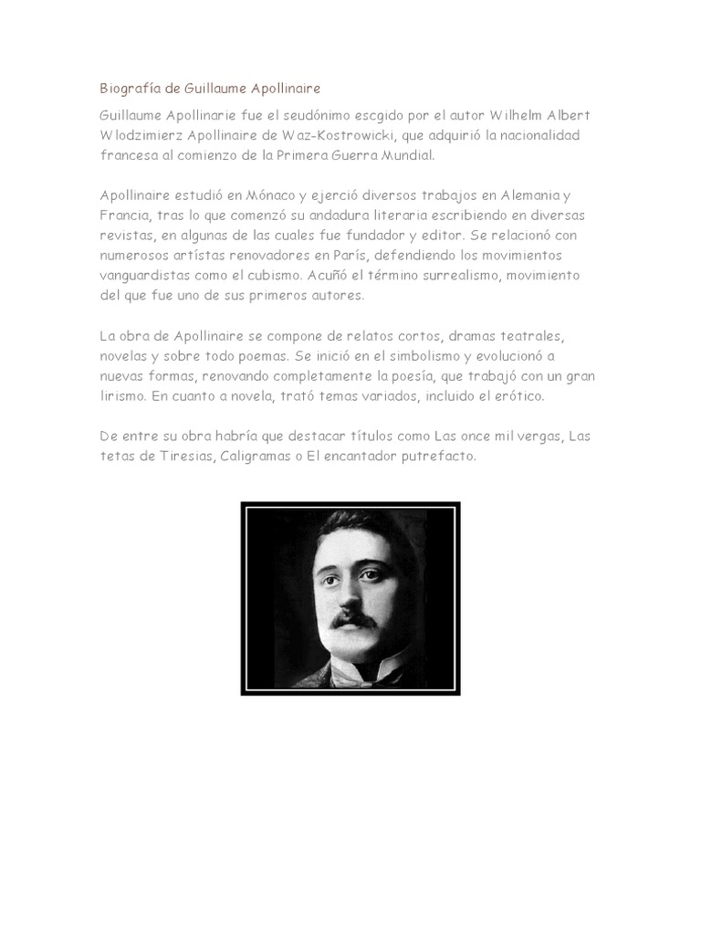 Biografía de Guillaume Apollinaire PDF