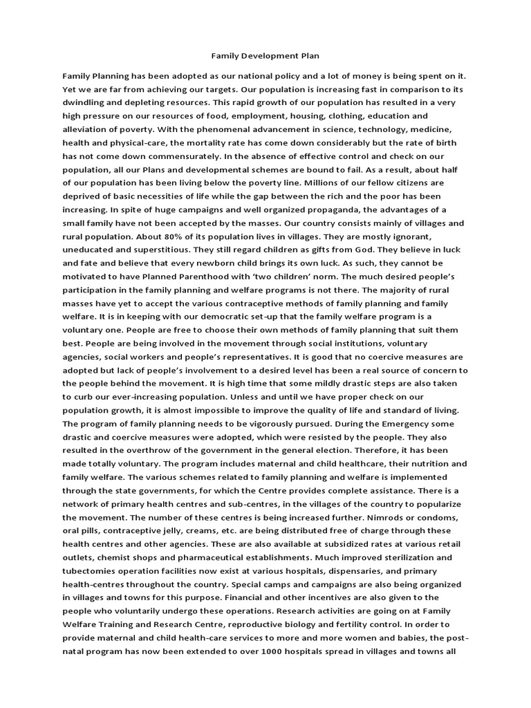 essay on family planning