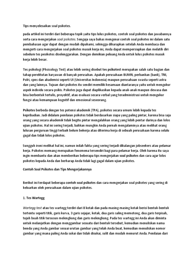 Tis Tes Masuk Kerja Bri