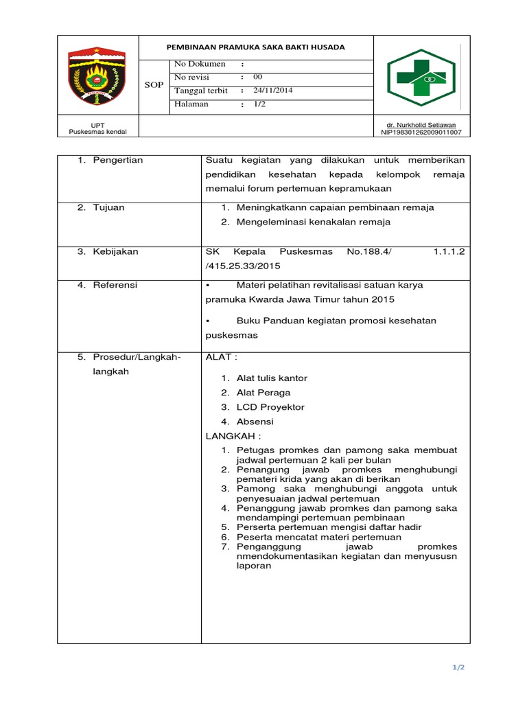  SOP  PEMBINAAN PRAMUKA SAKA  BAKTI  HUSADA  docx