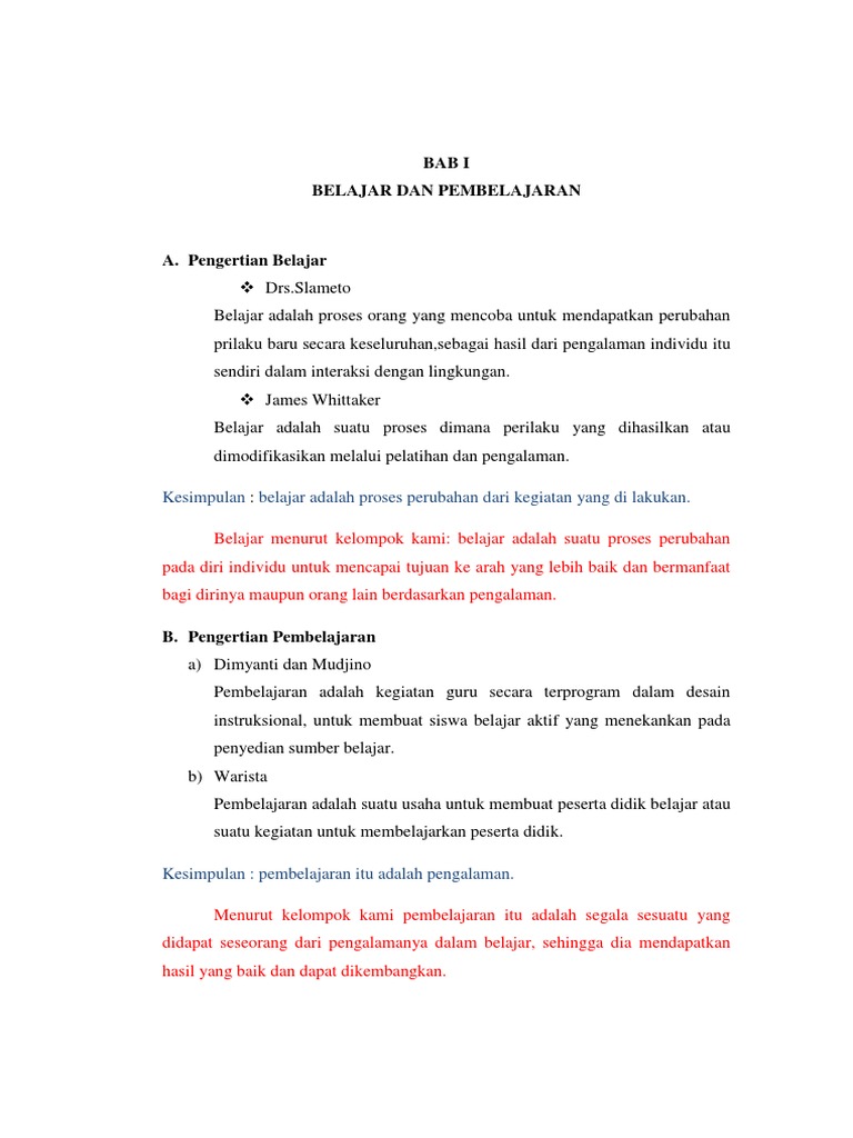 Ringkasan Materi Belajar Dan Pembelajaran | PDF