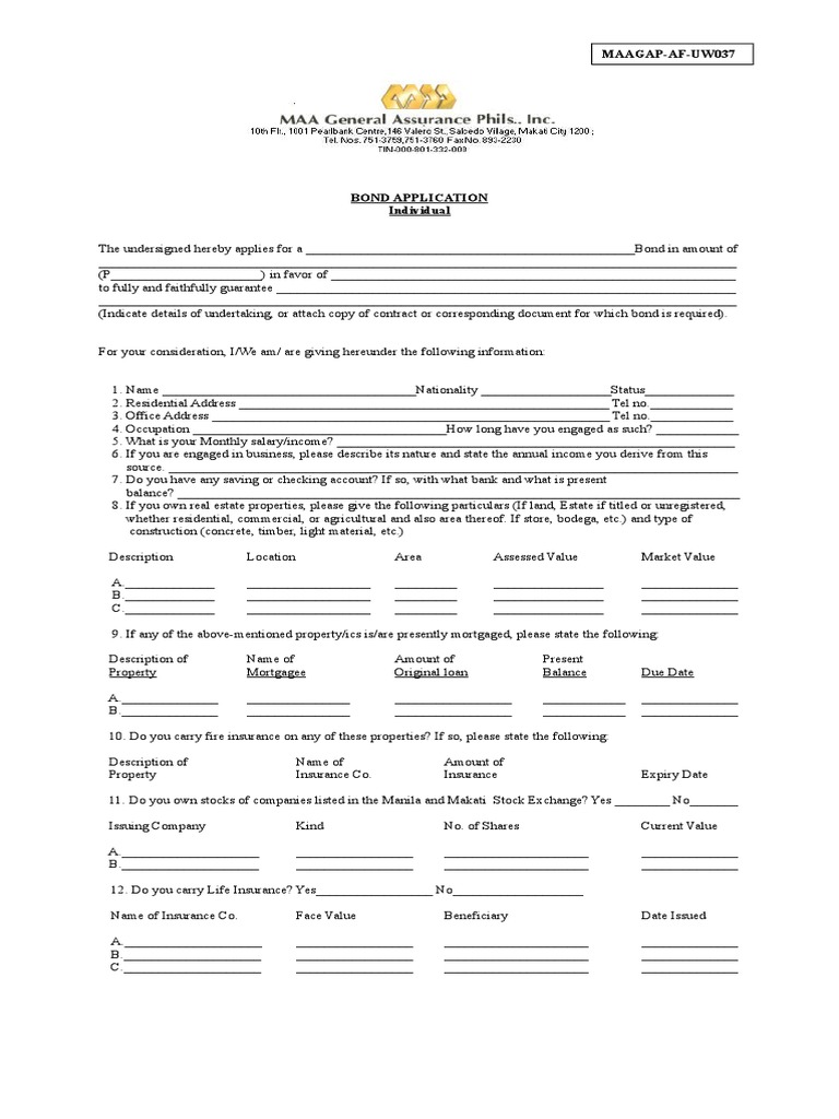 BONDAPPLICATIONINDIVIDUAL.heirsbond.doc Insurance