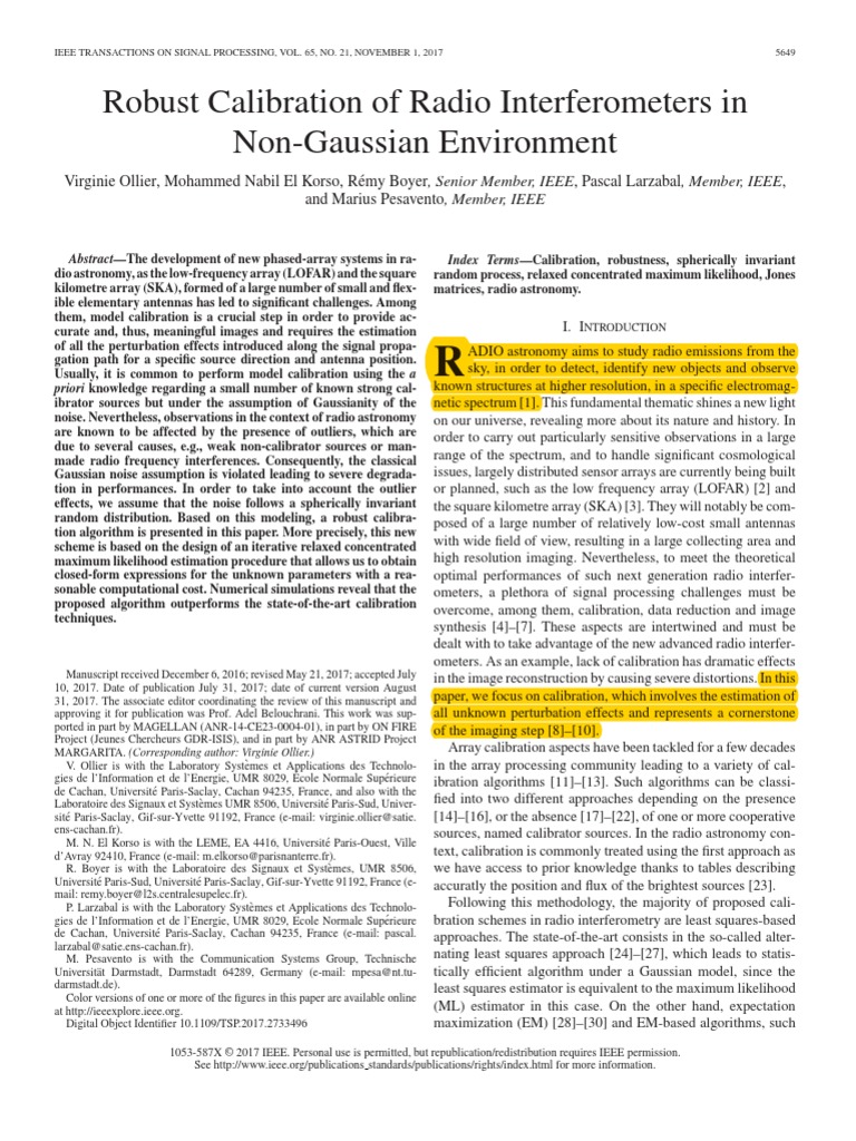 Robust Calibration of Radio Interferometers in Non-Gaussian Environment ...