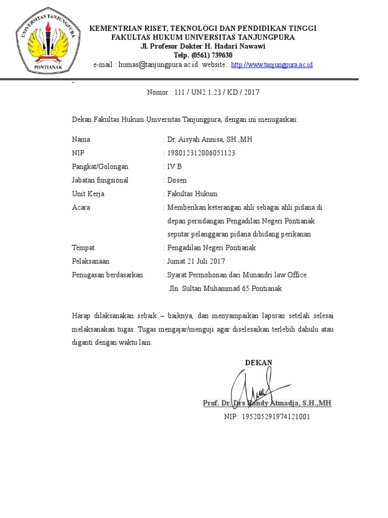 Surat Tugas Ahli Pidana