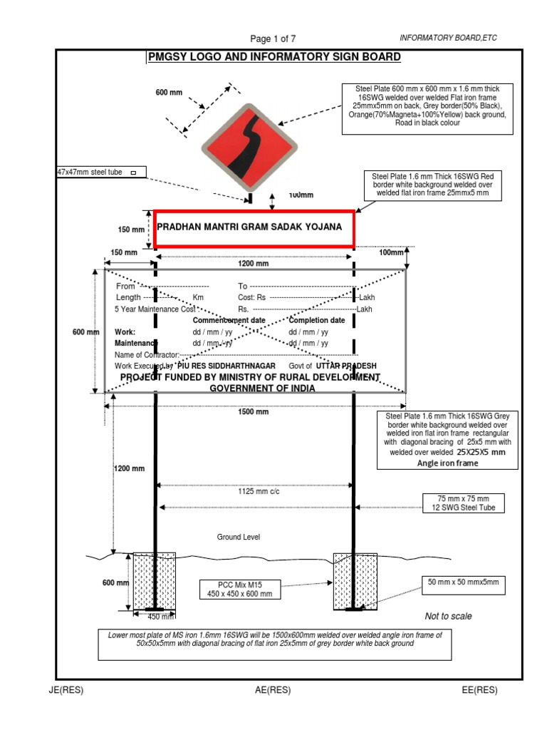 PMGSY Informational Sign Board Specs | PDF | Transport | Nature