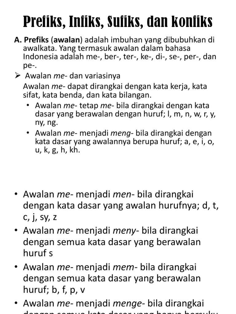 Imbuhan Prefiks Infiks Sufiks Dan Konfiks