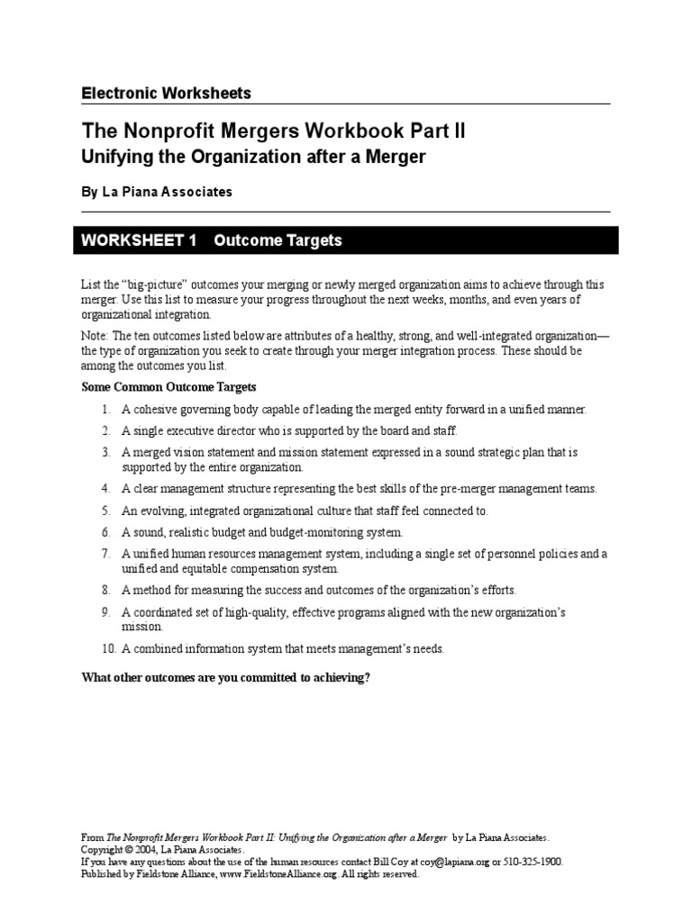 THE NONPROFIT MERGERS WORKBOOK PART I THE LEADERS GUIDE TO CONSIDERING NEGOTIATING AND EXECUTING A MERGER PDF visual data 2