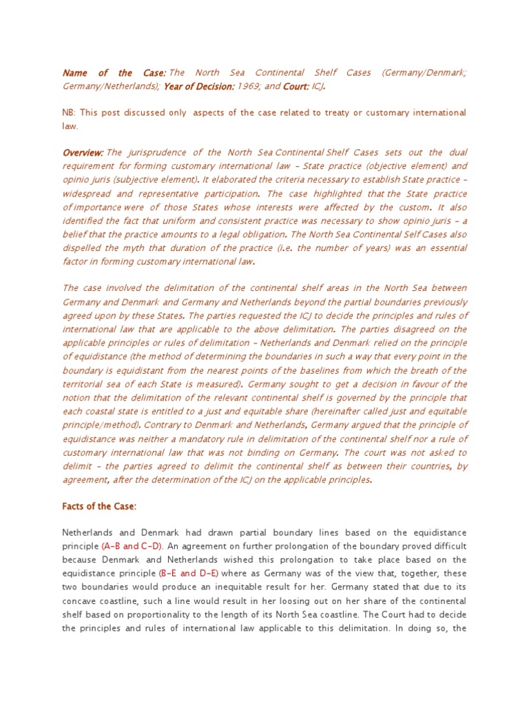 North Sea Continental Shelf Case Download Free PDF Treaty International Relations