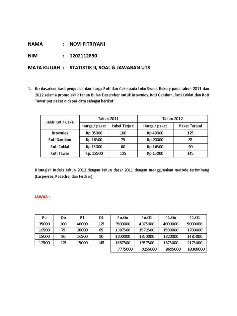 Soal Jawaban Statistik Ekonomi Ii