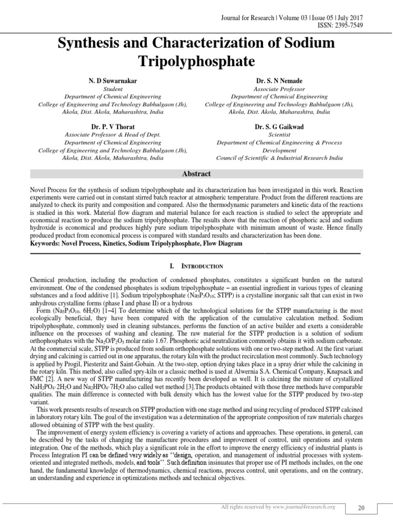 Synthesis and Characterization of Sodium Tripolyphosphate | PDF ...