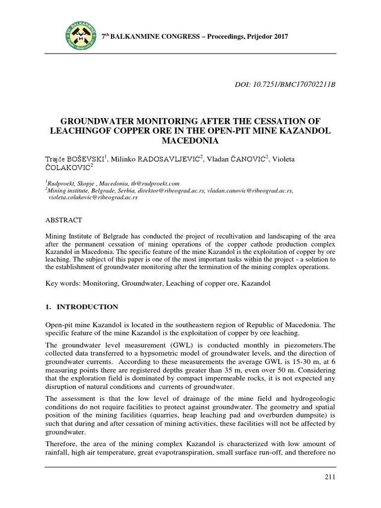 Groundwater Monitoring at Kazandol Mine | PDF | Mining | Groundwater