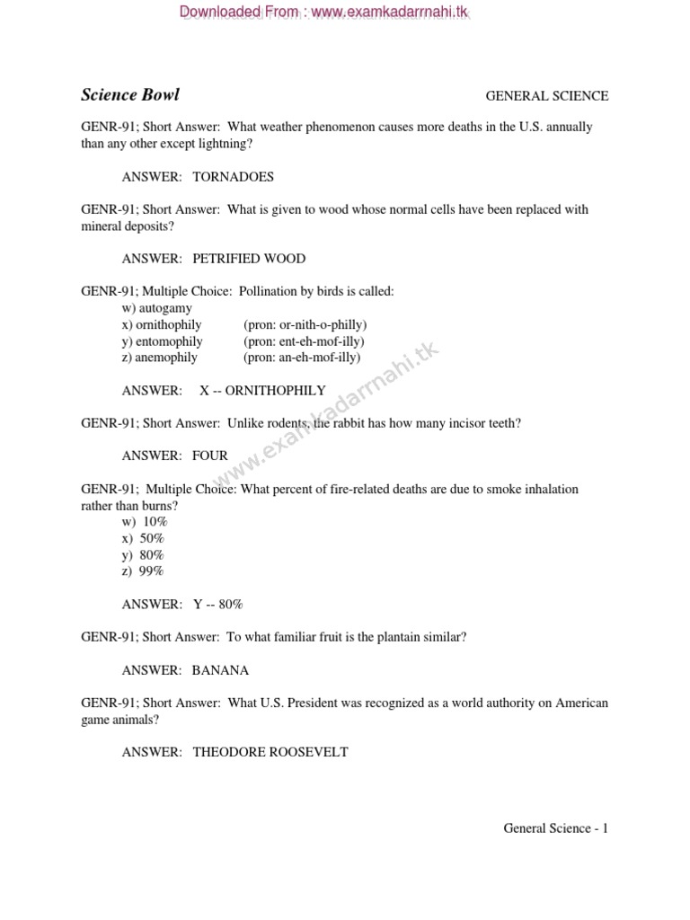 General Science MCQs and Answers | PDF | Nuclear Power | Nuclear Reactor