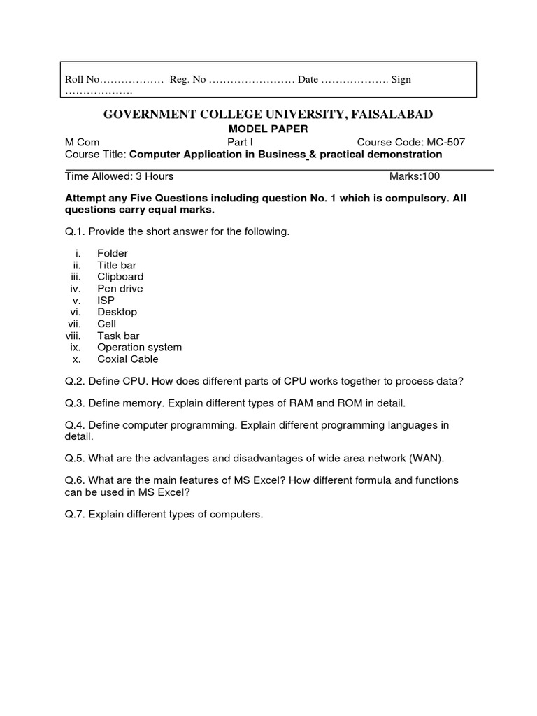 Computer Application PDF