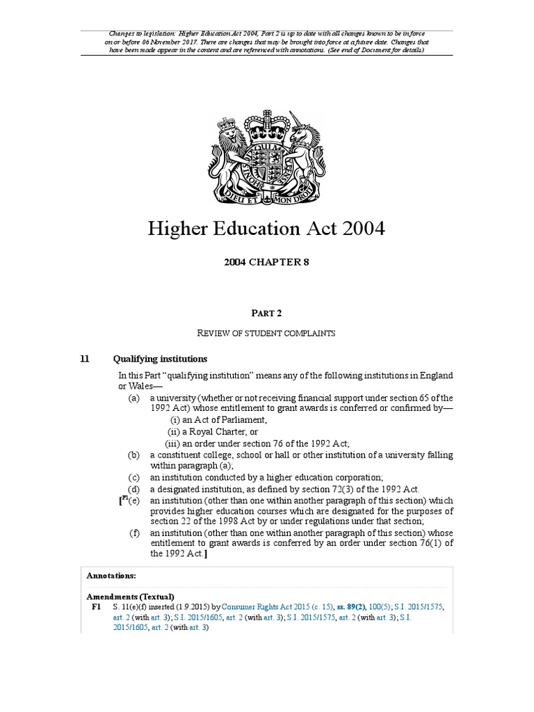 Higher Education Act 2004 Act Of Parliament Academic Degree
