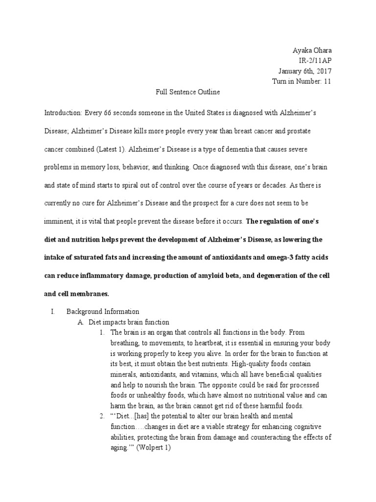 Full sentence outline example image