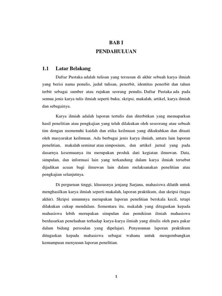 Makalah Bahasa Indonesia: Daftar Pustaka Dan Karya Ilmiah | PDF