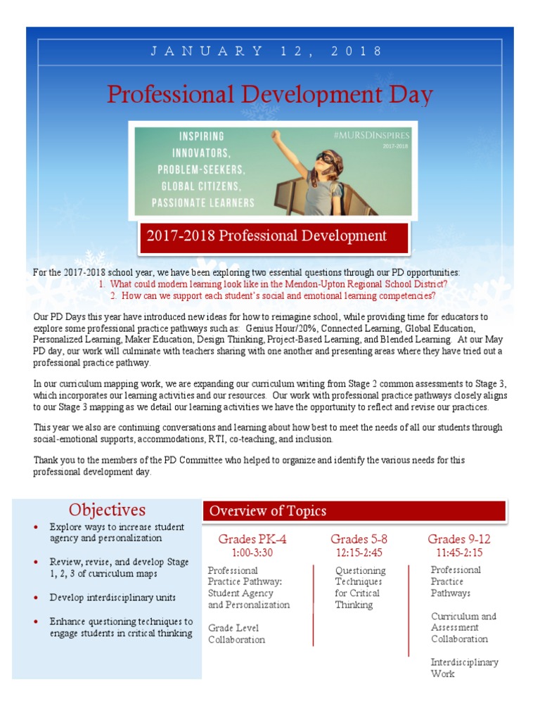 Professional Development Day Agenda 2018 | PDF | Curriculum ...