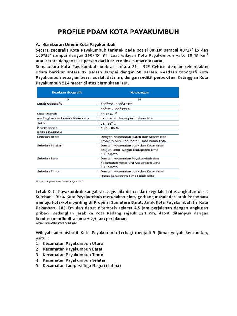 Profile Pdam Kota Payakumbuh | PDF | Sains & Matematika