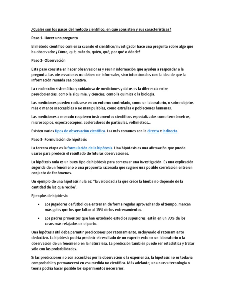 Cuáles Son Los Pasos Del Método Científico PDF