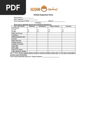 Vehicle Inspection Fr5orm
