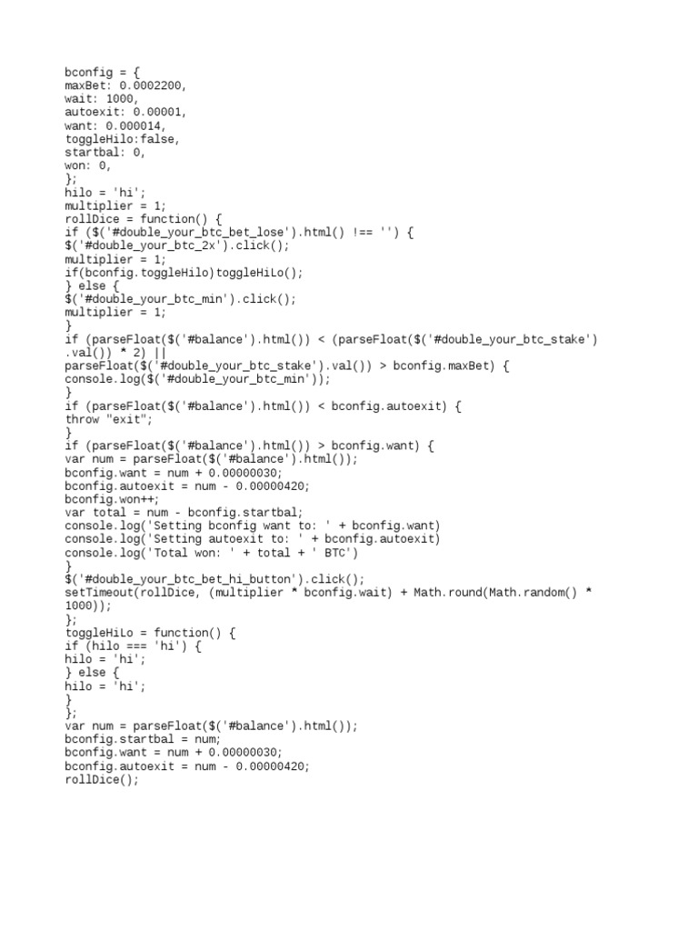 Bitcoin Dice Betting Script | PDF
