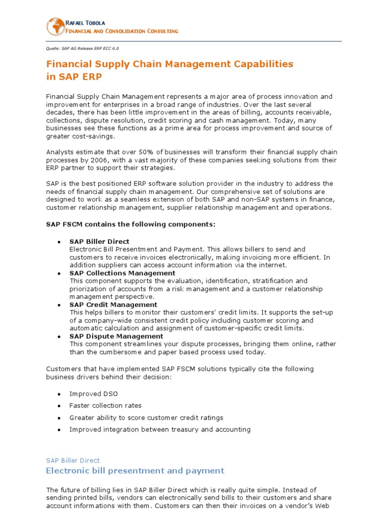 SAP Financial Supply Chain Management | PDF | Credit Card | Invoice