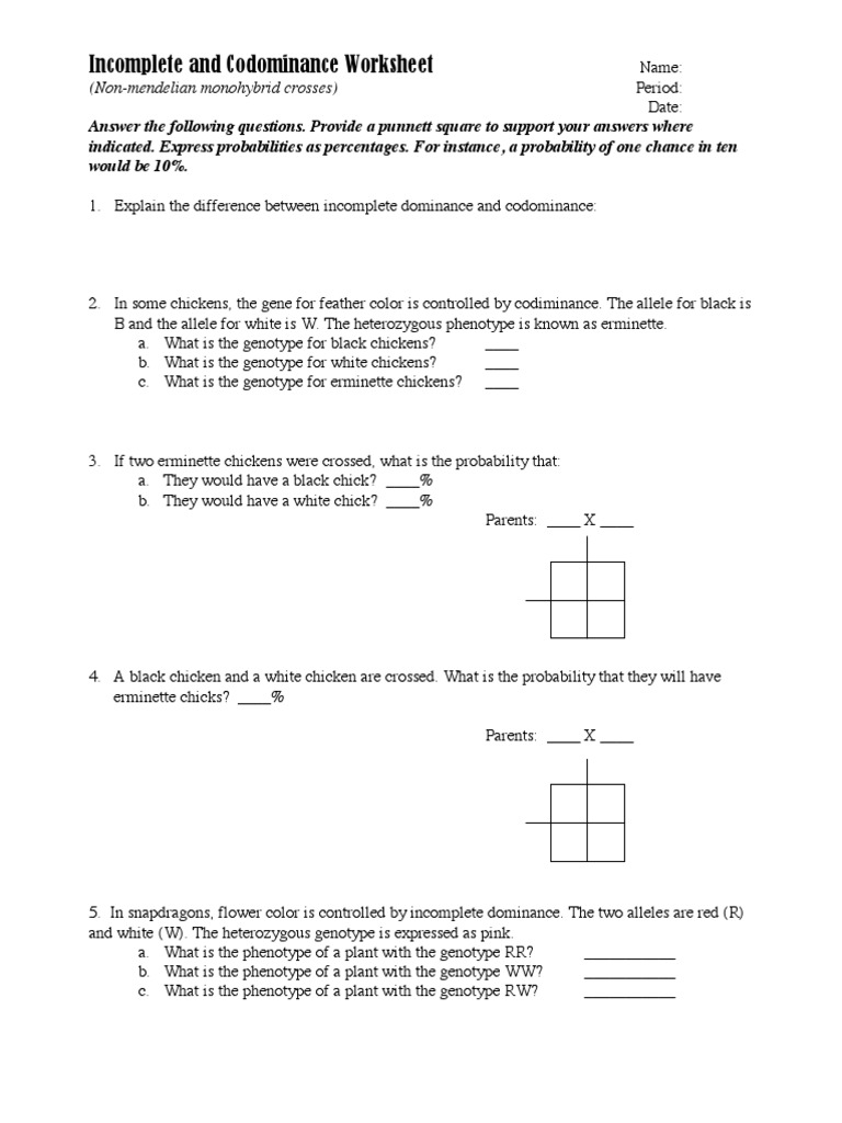 Worksheets Incomplete And Codominance Worksheet incomplete and codominance worksheet with hair