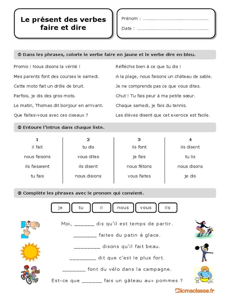 Conjuguer Le Verbe Faire Au Passé Simple Exercice Faire Dire | PDF | Morphologie linguistique | Typologie  linguistique