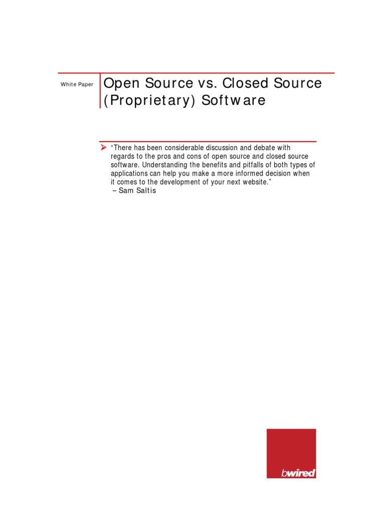 Open Source Vs Proprietary Software, A White Paper | PDF | Proprietary ...