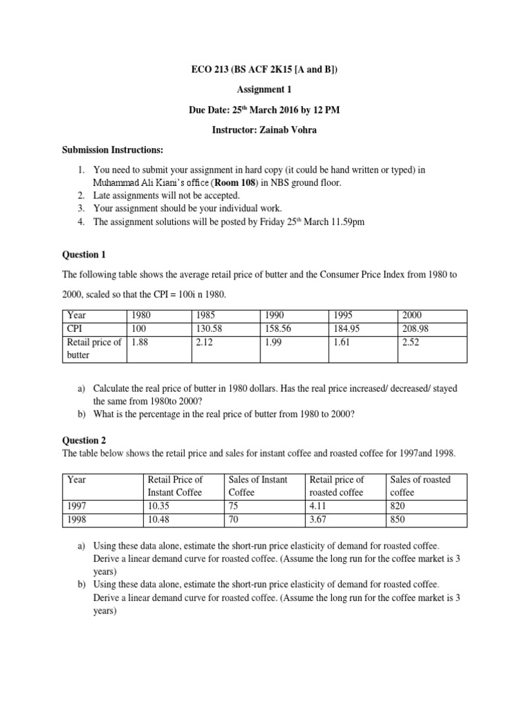 Assignment 1 Eco 213 Pdf Labour Economics Perfect Competition