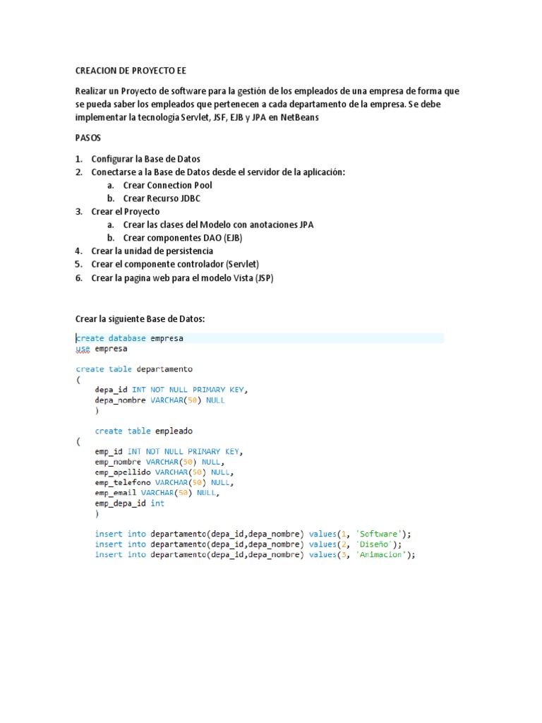 Proyecto EE: Gestión de Empleados en Java | PDF | Páginas del servidor ...