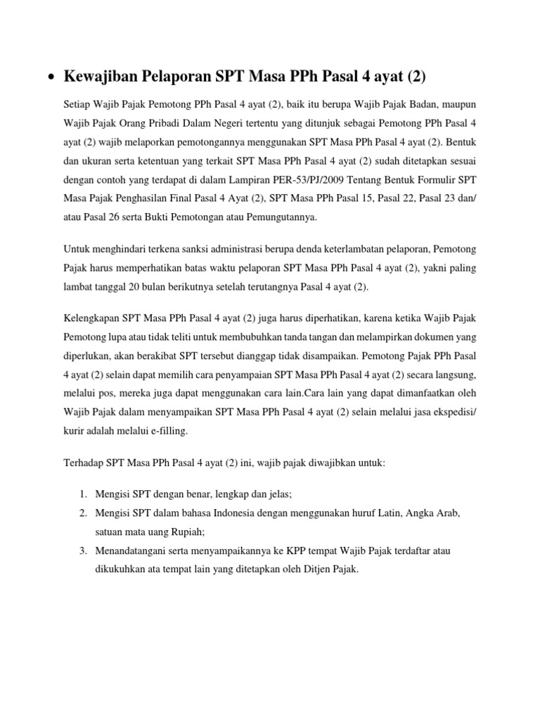 Spt Dan Contoh Soal Pph Pasal 4 2
