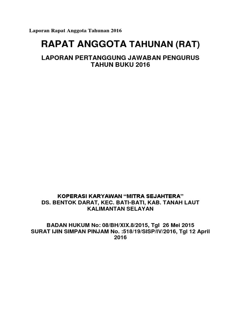 Laporan Rapat Anggota Tahunan 2016