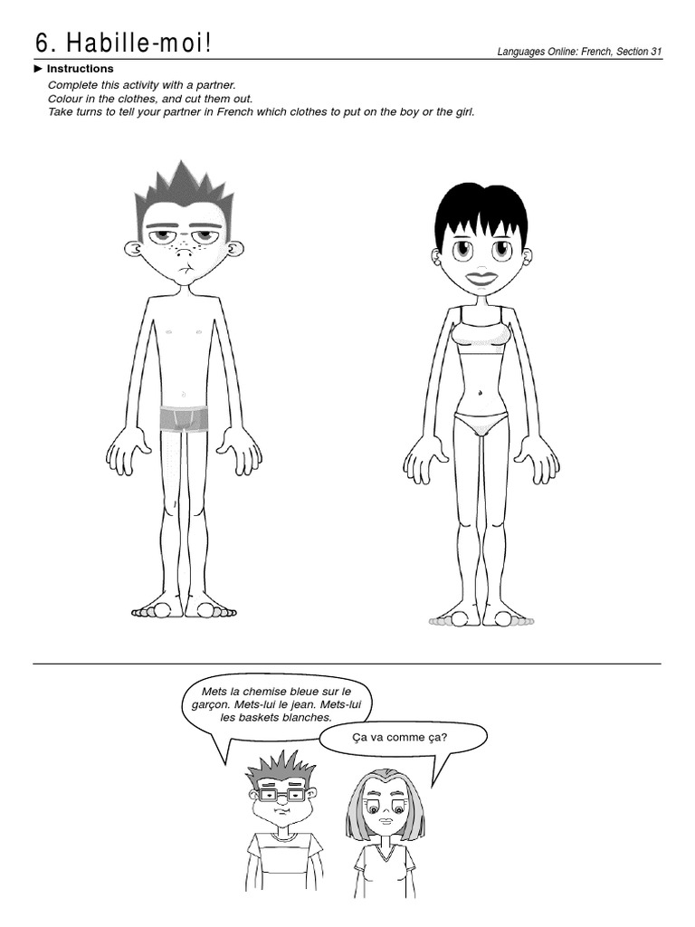 Getting Dressed in French A Partner Activity to Practice Clothing