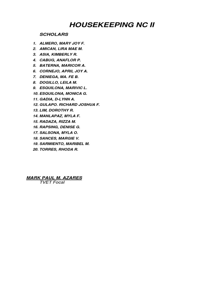 Housekeeping NC II PDF