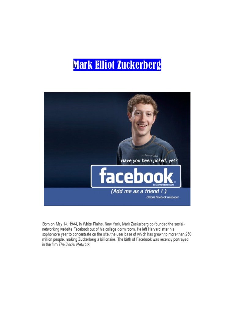 Mark Zuckerberg Pdf Mark Zuckerberg Facebook
