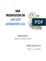 Seminar Presentation On: Low Cost Automation (Lca)