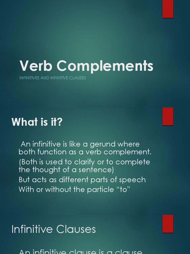 Verb Complements Verb Rules