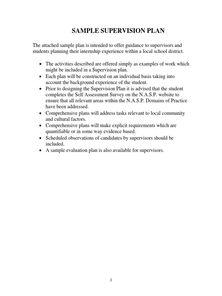 Class 5 Sample Supervision Plan | Download Free PDF | Educational ...