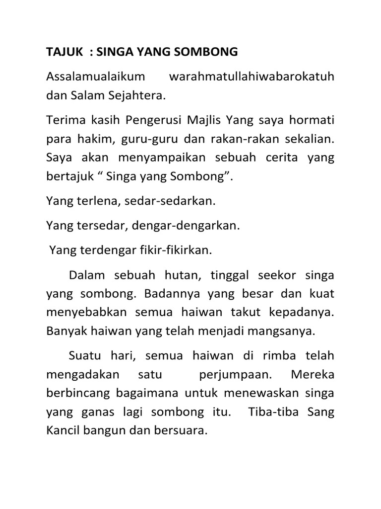 Harimau Yang Sombong Pdf