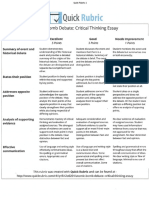 rubric summative debate essay